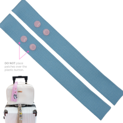 Baby Blue with Pink Button Luggage Tag