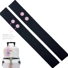 Black with Pink Button Luggage Tag