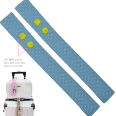 Light Blue with Yellow Button Luggage Tag