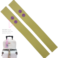 Yellow with Purple Button Luggage Tag